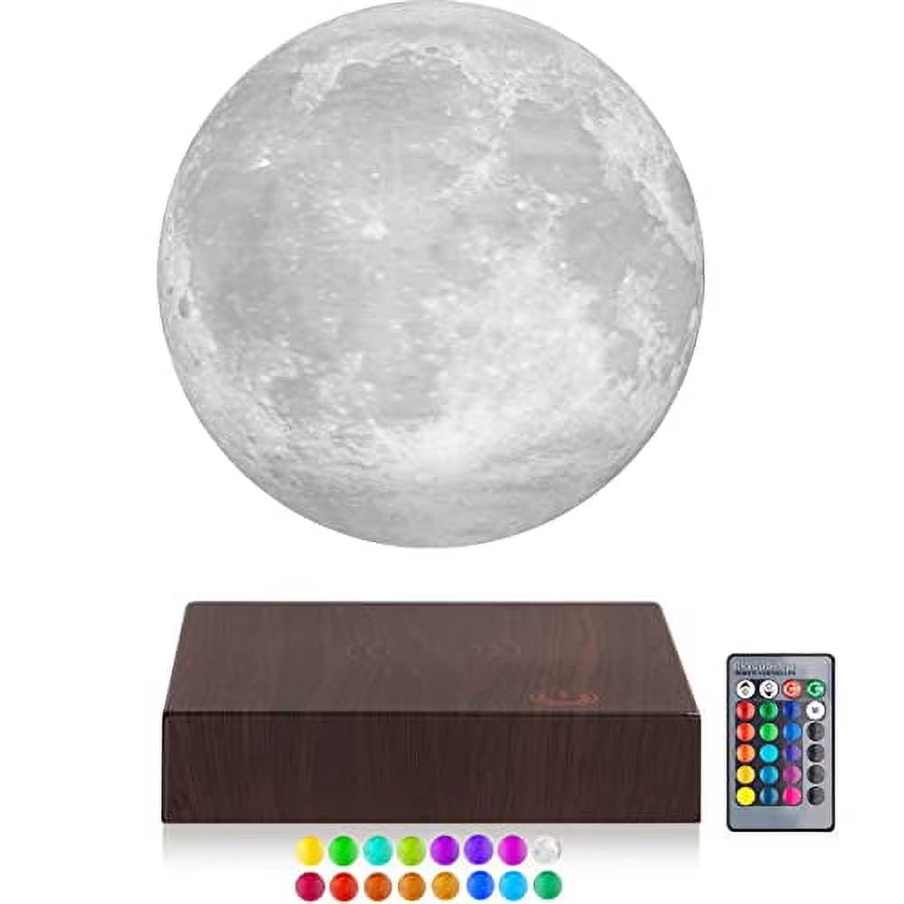 Floating Moon Lamp, Magnetic Levitating Table Lamp 16 Colors 5.9 Inch ...
